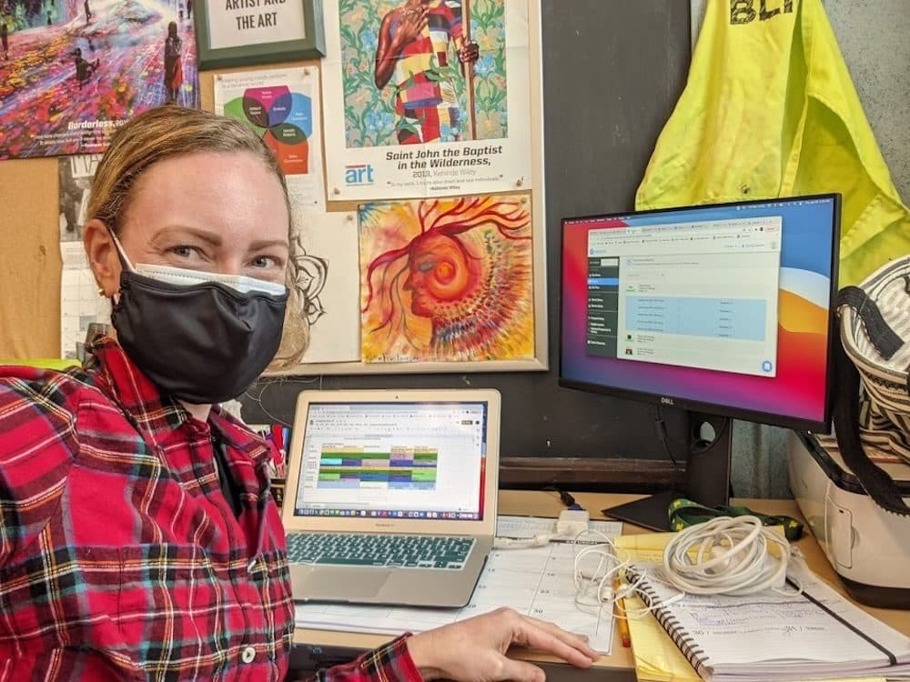 Boston Public School teacher Katie Freiburger has been leading virtual classes for about 200 students at the Curley School in Jamaica Plain. (Courtesy)