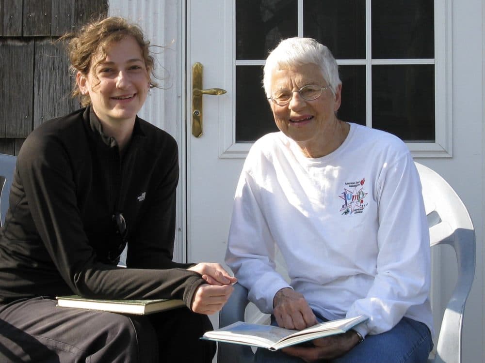 The author and her grandmother Bette Brinkman, a librarian, outside her Iowa farmhouse in 2008. (Courtesy)
