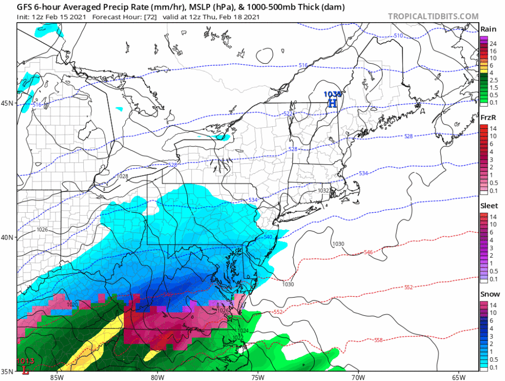 A new storm brings accumulating snow to southern New England later Thursday before a change to mixed rain and snow. (Tropical Tidbits)