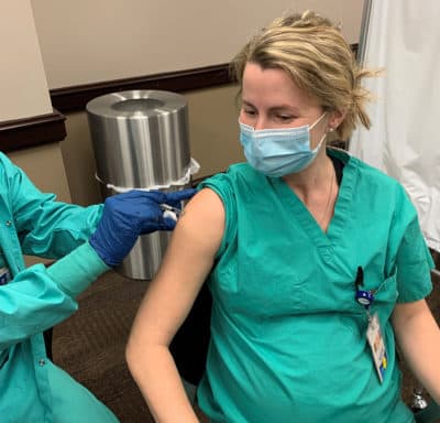 Dr. Jane Martin receives her COVID-19 vaccine. (Courtesy)