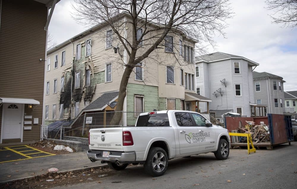 The Merrifield St. building in the Bell Hill area of Worcester had suffered fire damage before Civico took on the renovation project. (Robin Lubbock/WBUR)