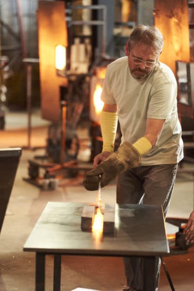 Chris Taylor working on a piece during &quot;Blown Away.&quot; (Courtesy Netflix)