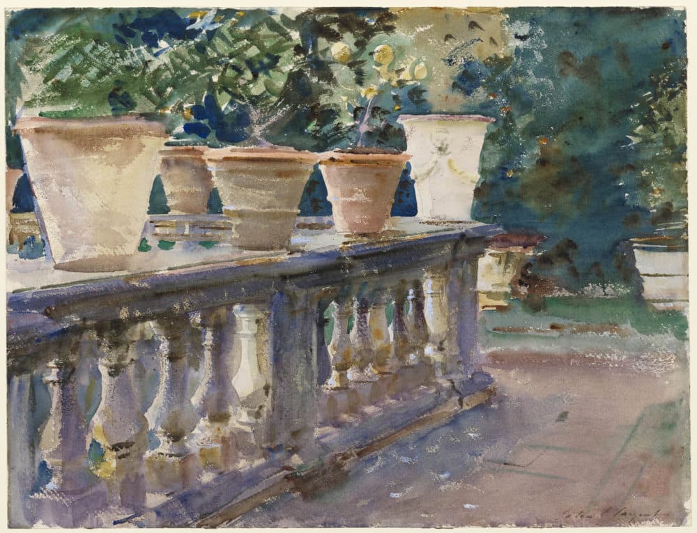 John Singer Sargent's watercolor painting &quot;Villa di Marlia, Lucca: The Balustrade&quot; (1910) was one of six belonging to the MFA to hang in the Kennedy's private White House living room in the 1960s. (Courtesy Museum of Fine Arts, Boston)