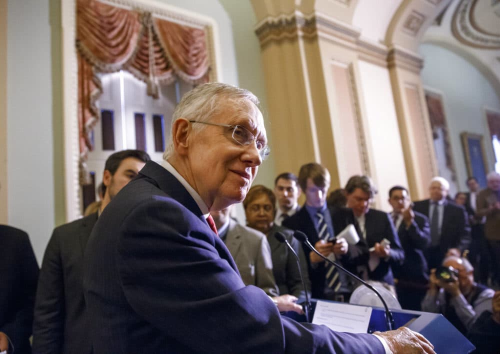 Senate Majority Leader Harry Reid of Nev. meets with reporters on Capitol Hill in Washington in 2014. (AP Photo/J. Scott Applewhite)