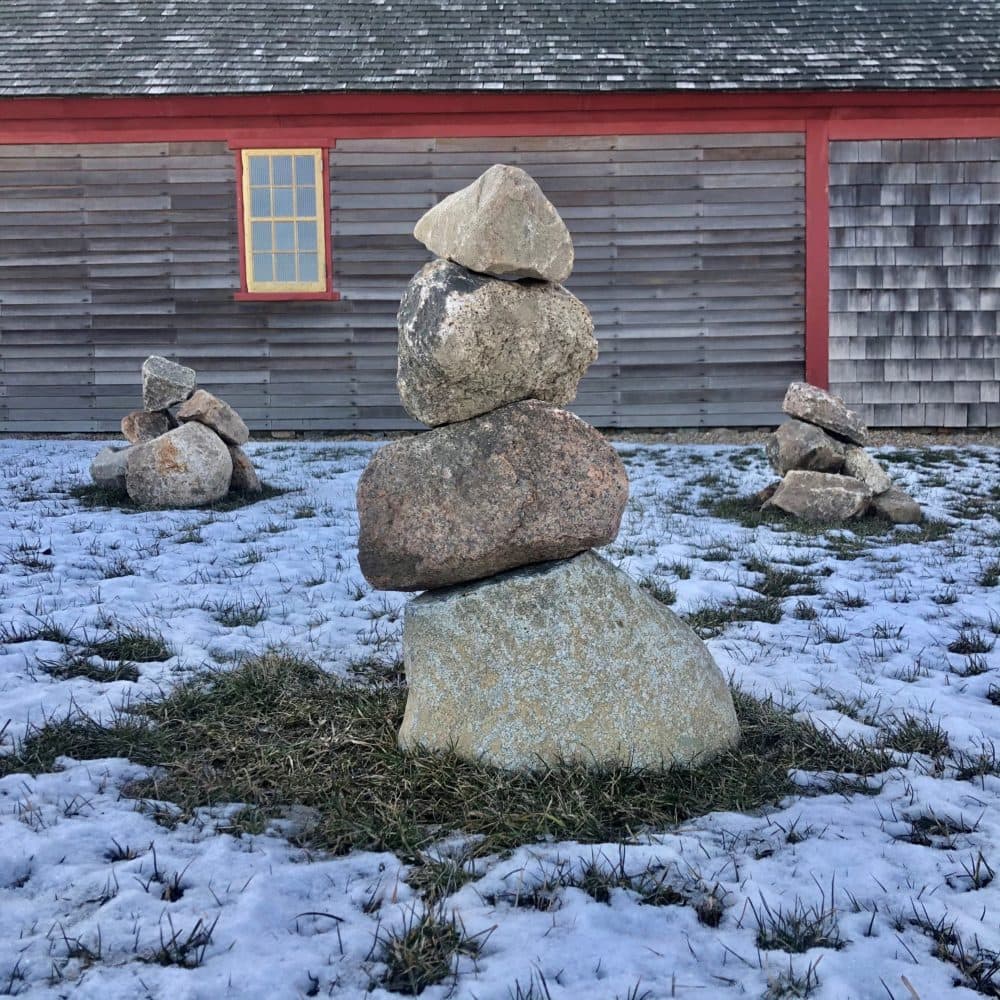 Initial cairns built for the Cape Ann Museum COVID-19 Memorial. (Courtesy Cape Ann Museum)