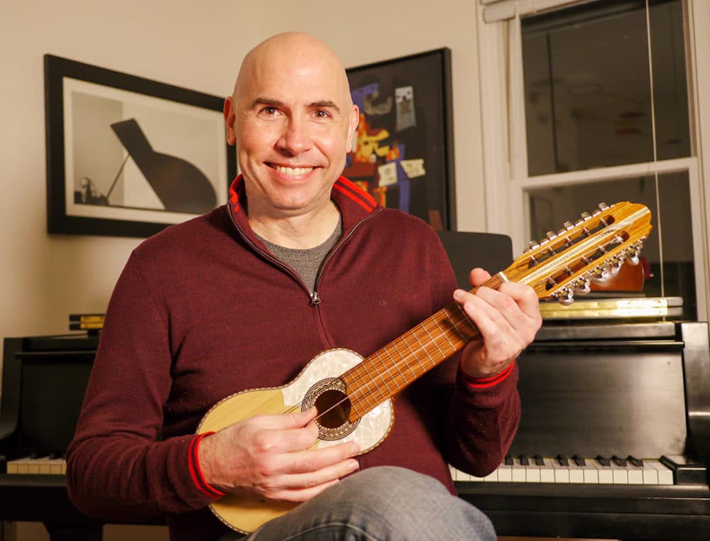 Eric Shimelonis playing a more modern-day (i.e. wooden) charango. (courtesy Rebecca Sheir)