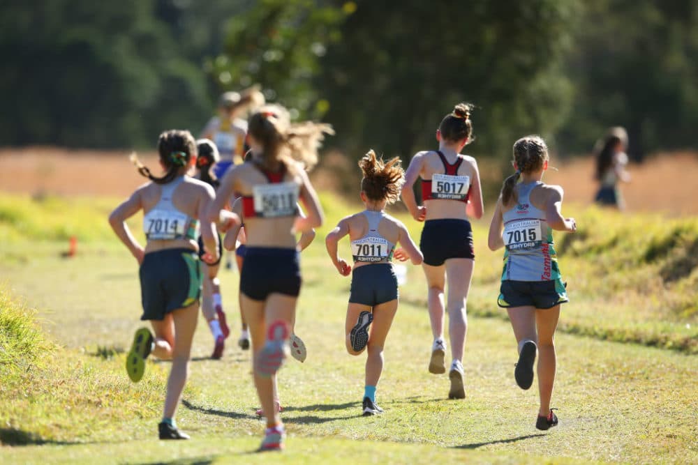 Competitors race in the Girls 3k event during the Australian Cross-Country Championships at Kembla Grange on August 24, 2019 in Wollongong, Australia. (Jason McCawley/Getty Images)