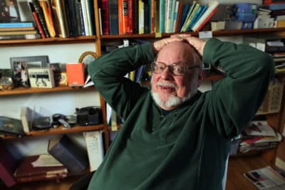 Author Norton Juster at his home in Amherst, Mass. Juster died at 91 on March 8, 2021. (Bill Greene/The Boston Globe via Getty Images)