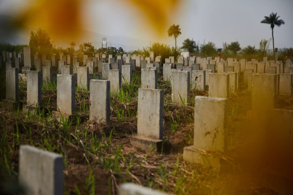 Headstones line the Waterloo Ebola graveyard in Waterloo, Sierra Leone on Dec. 14, 2017. (Hugh Kinsella Cunningham/AFP via Getty Images)