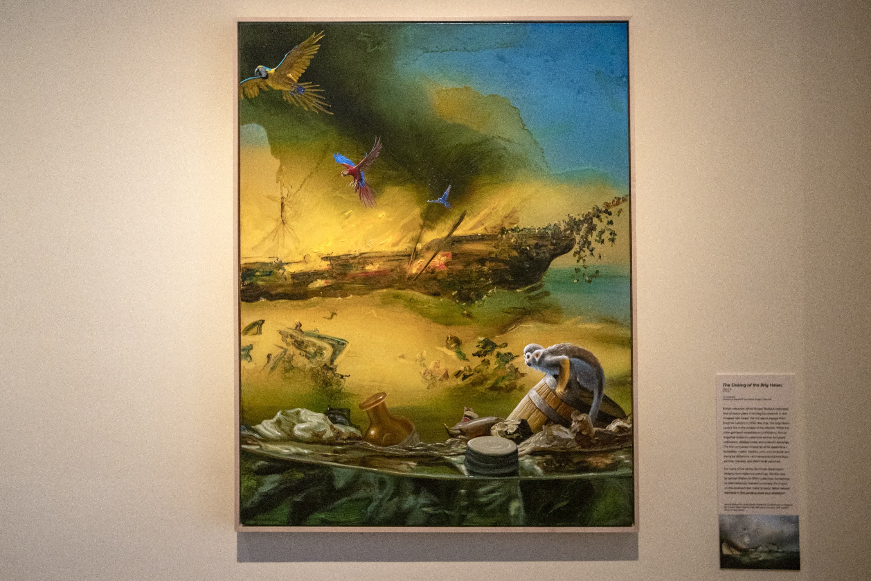 &quot;The Sinking of the Brig Helen&quot; (2017) was the first painting completed of the series. (Jesse Costa/WBUR)