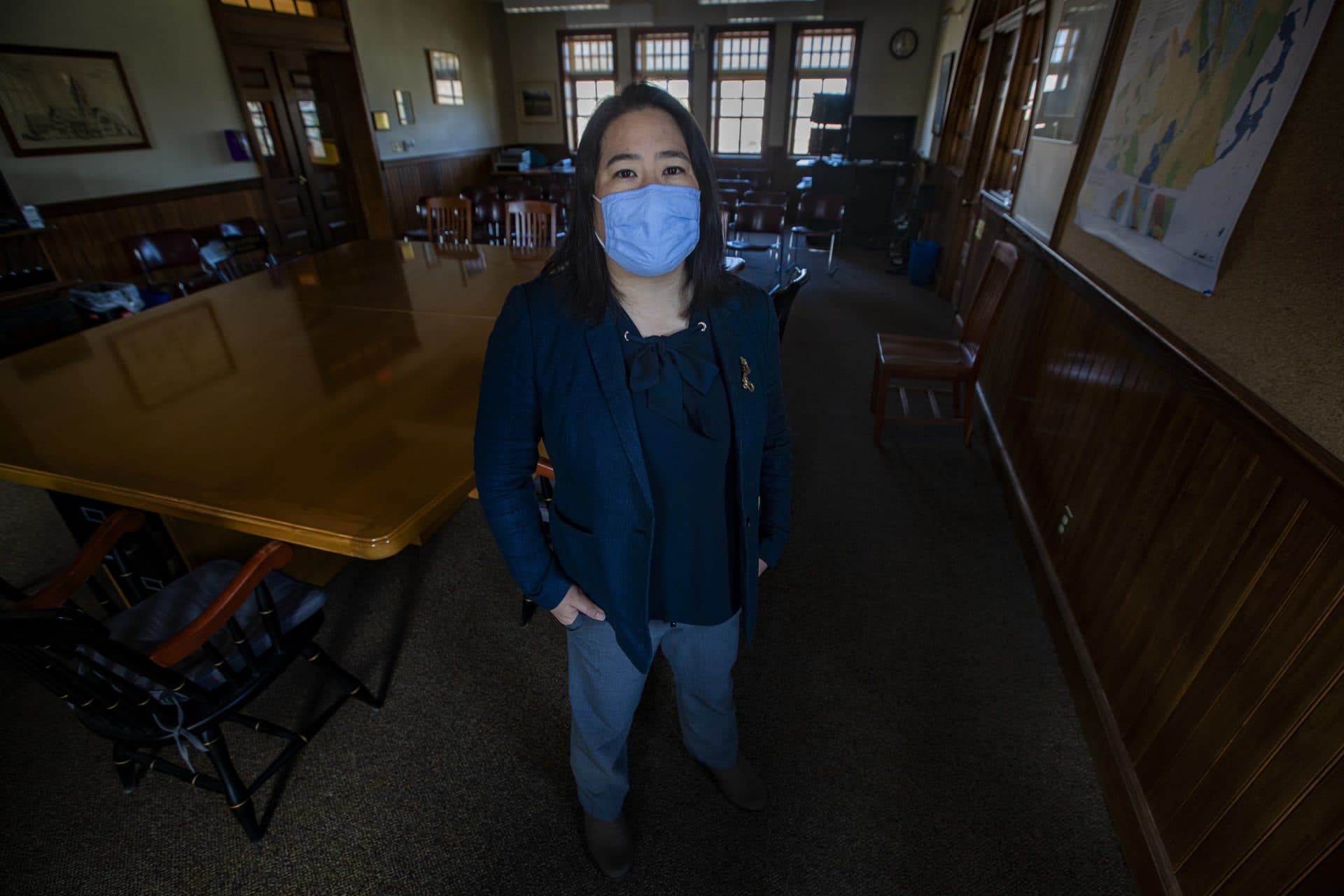 Town Manager Lisa Wong at Winchester Town Hall. (Jesse Costa/WBUR)