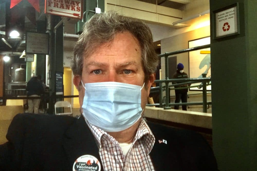 Tom Mountain, vice chair of the Mass. GOP, took a selfie just after getting his COVID vaccine. (Courtesy)
