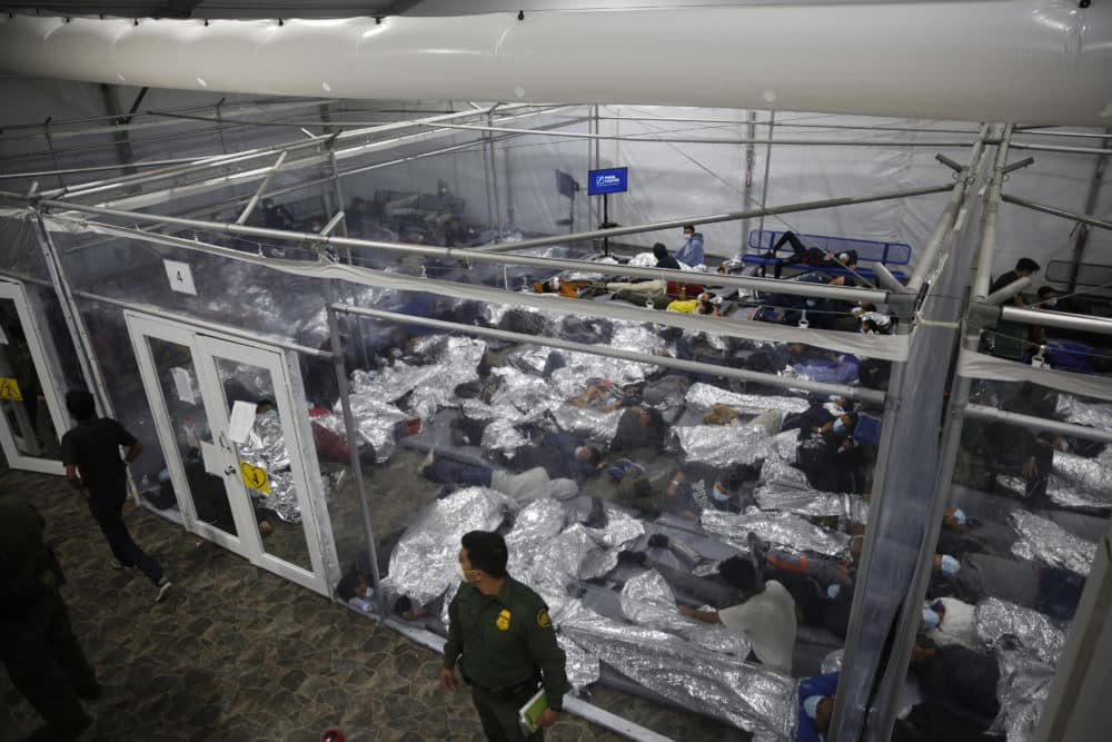 Young children lie inside a pod at the Department of Homeland Security holding facility run by the Customs and Border Patrol (CBP) on March 30, 2021 in Donna, Texas. (Dario Lopez-Mills - Pool/Getty Images)