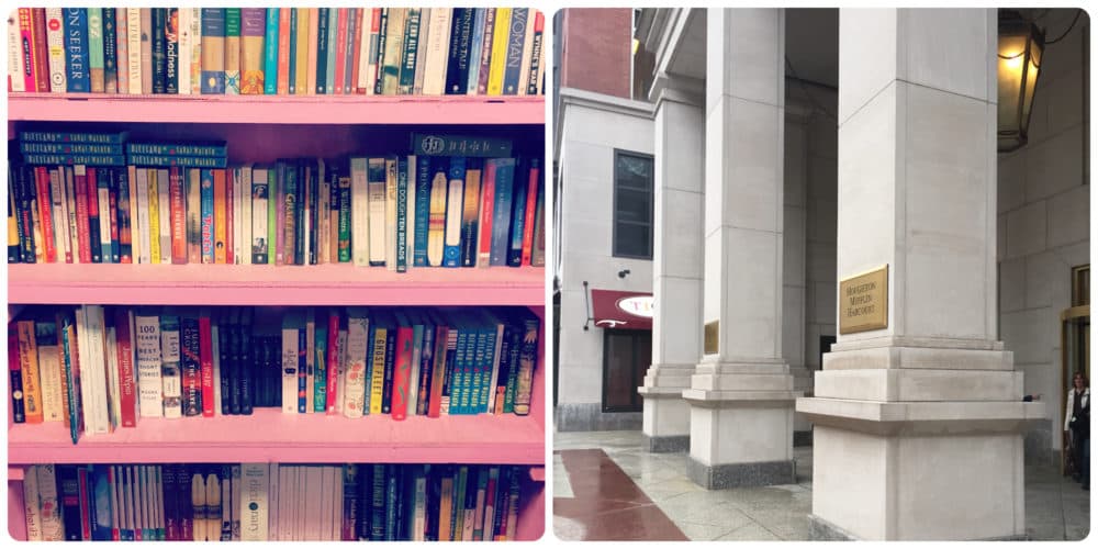 Fiction stacks and the entrance of the former Houghton Mifflin Harcourt building on Berkeley Street. (Courtesy)