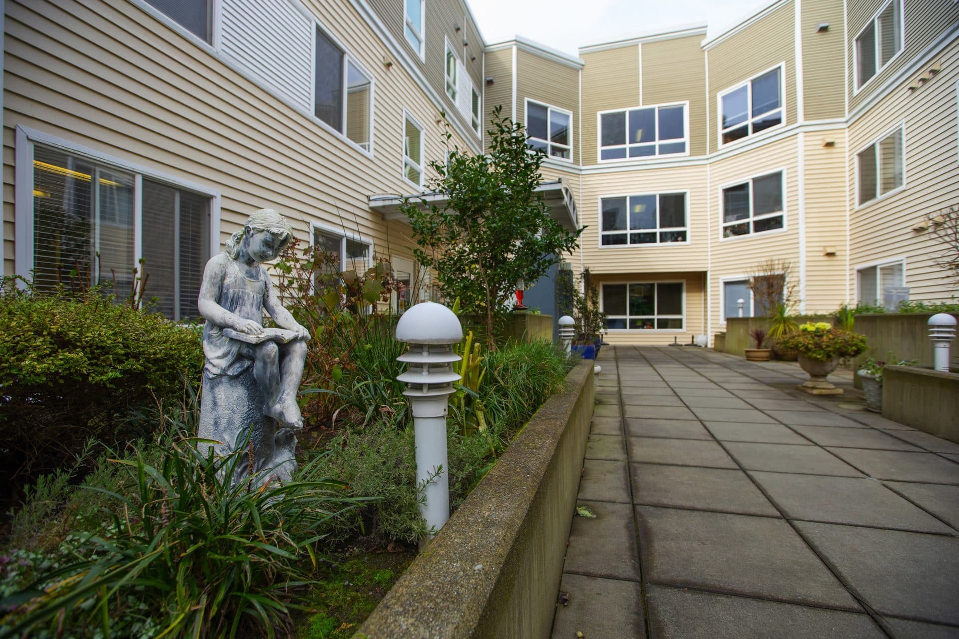 The Ashwood Court low-income housing apartments in downtown Bellevue photographed on March 2. (Mike Siegel for WBUR)
