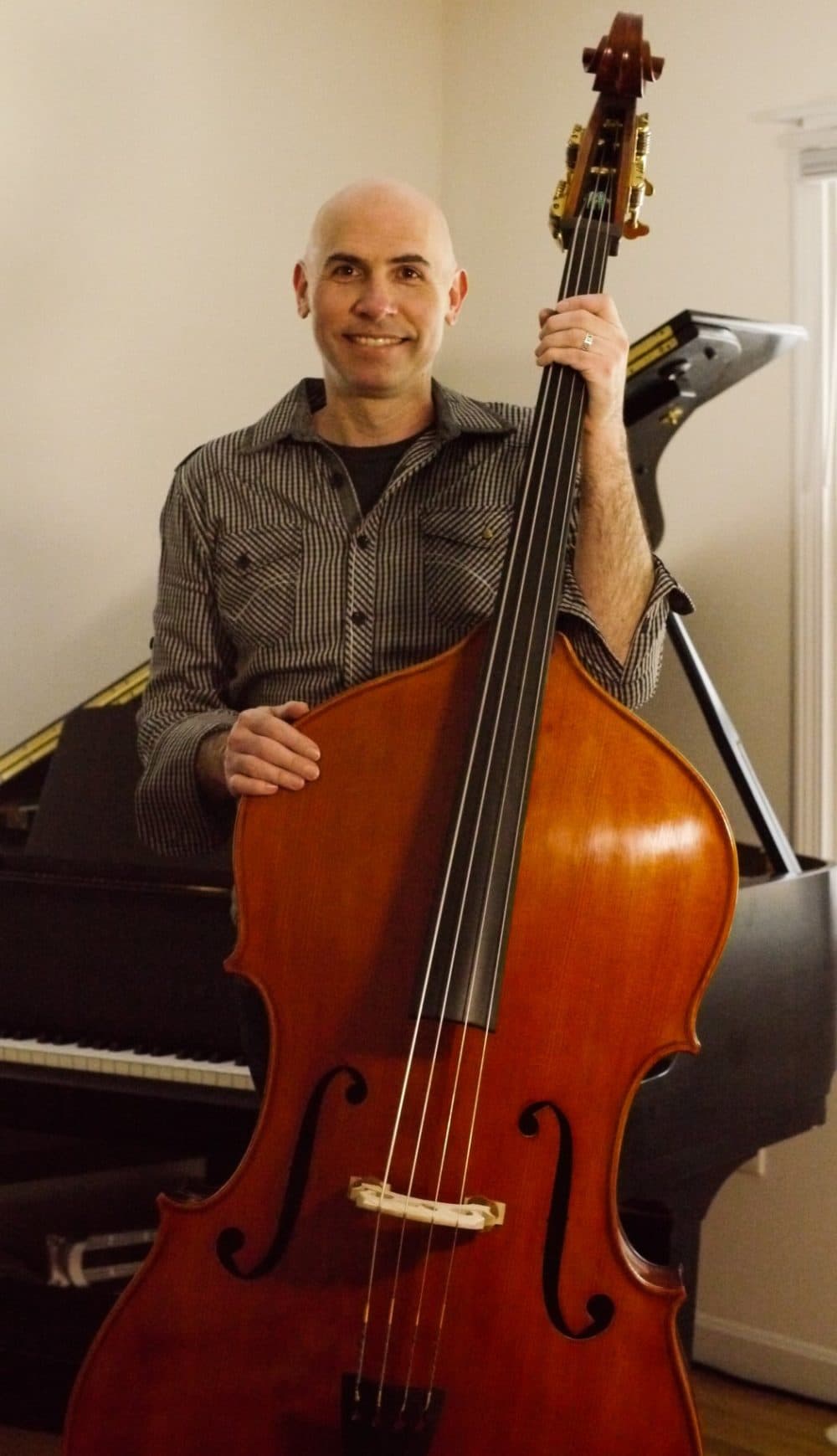 Eric Shimelonis has used the double bass to score several Circle Round stories, including “Stella and the Dragon,” “Nilsa and the Troll,” “Every Other Friday,” and this one! (Photo courtesy of Rebecca Sheir)