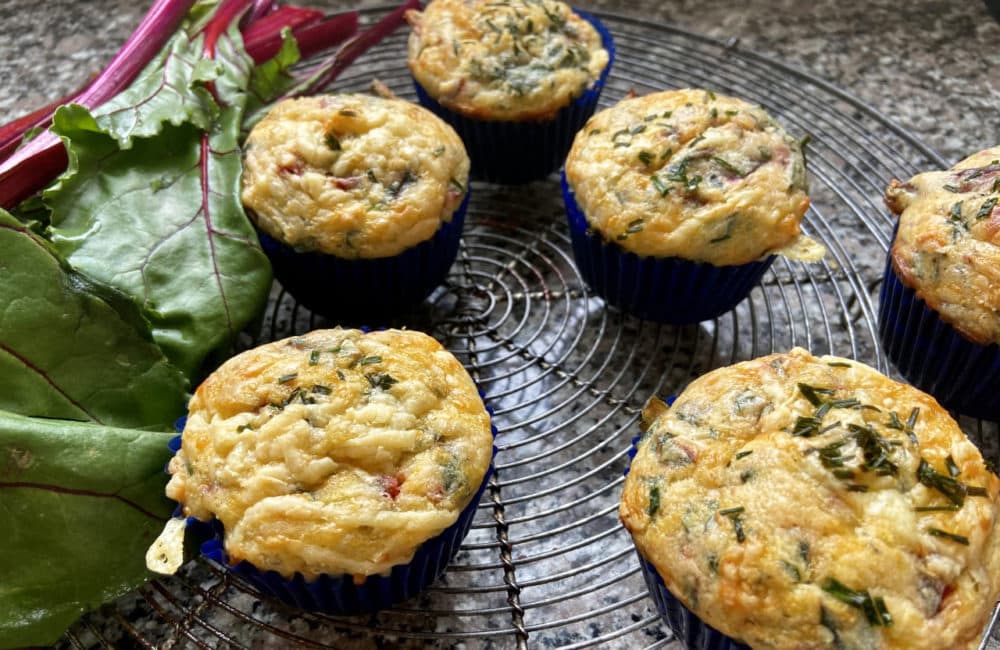 Beet Greens And Stems And Sharp Cheddar Cheese Muffins (Kathy Gunst)