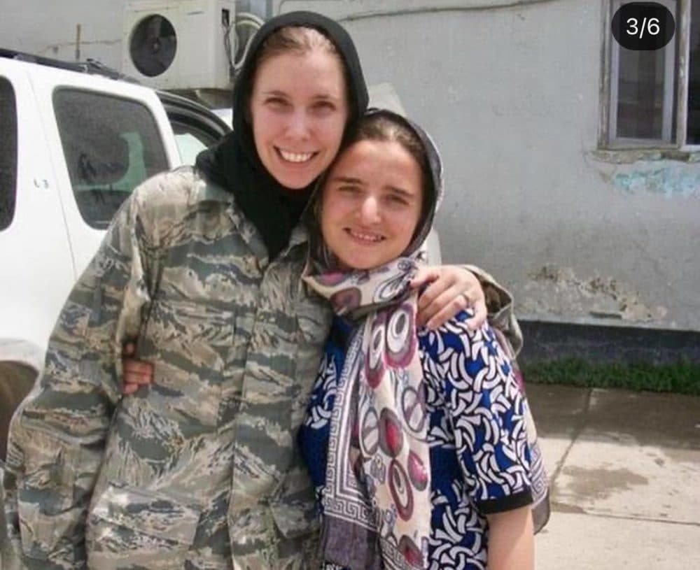 Zarifa Hamidi in Jordan in 2010 with Felisa Hervey, who was her first English teacher and in the Air Force. (Courtesy)