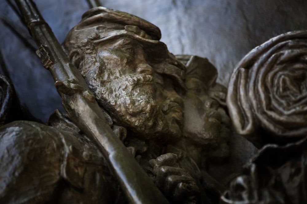 Detail of the Shaw memorial on Boston Common. (Jesse Costa/WBUR)