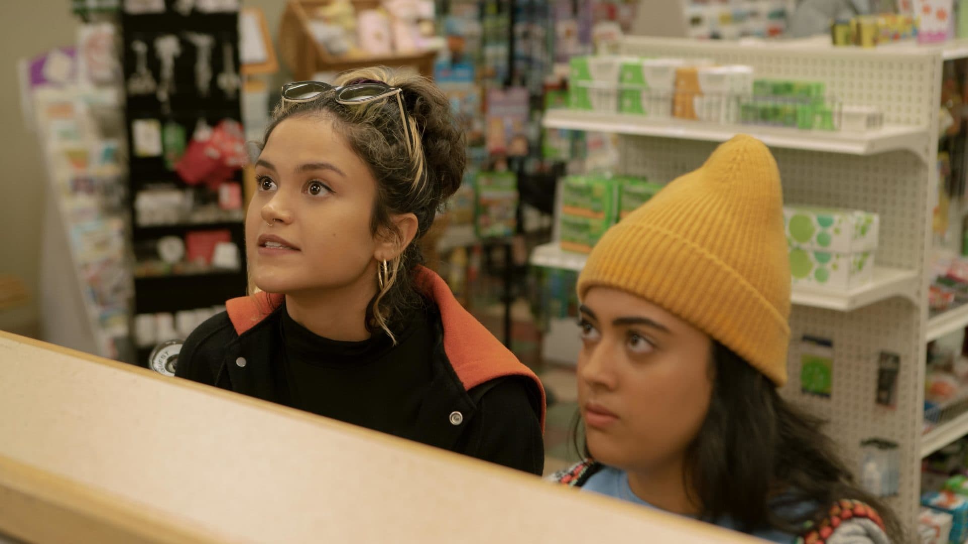 Left to right, Victoria Moroles as Lupe and Kuhoo Verma as Sunny in &quot;Plan B.&quot; (Courtesy Brett Roedel/Hulu)