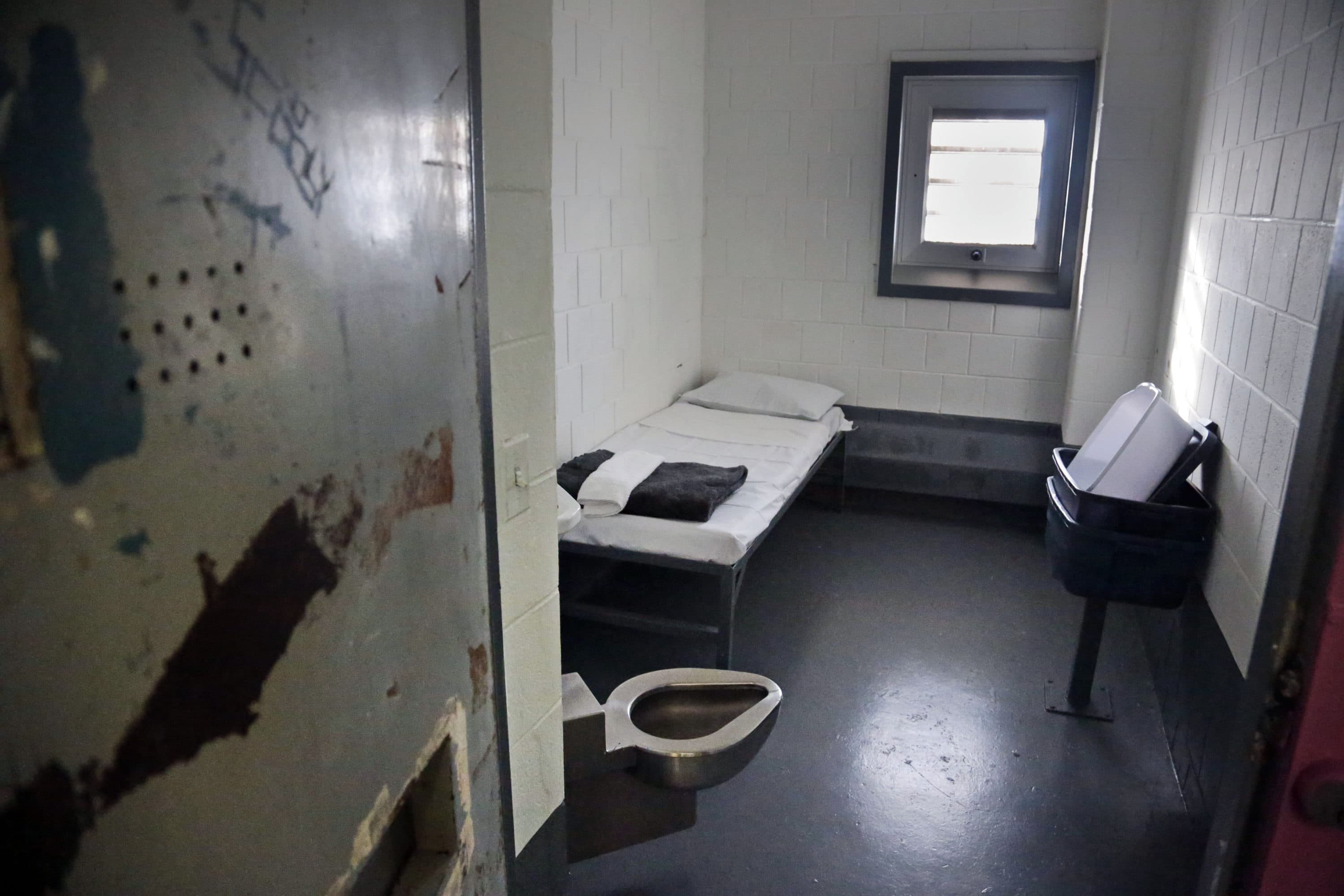 This file photo shows a solitary confinement cell called "the bing," at New York's Rikers Island jail. (AP Photo/Bebeto Matthews, File)