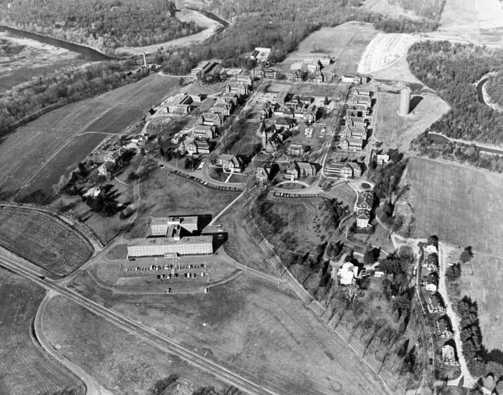An aerial view of the Medfield State Hospital on Nov. 29, 1965. (Joe Runci/The Boston Globe via Getty Images)