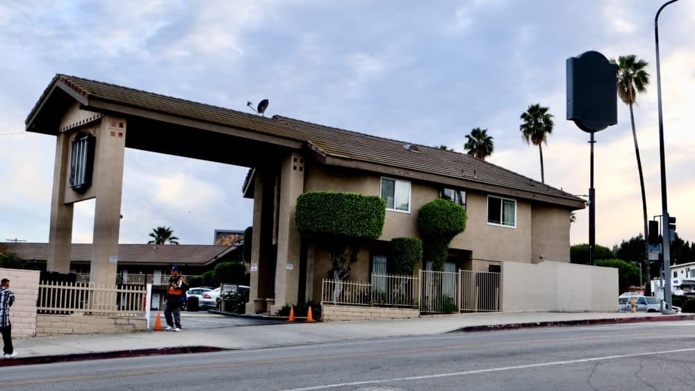 A converted motel in Los Angeles' El Sereno neighborhood provides housing for 40 people. (Saul Gonzalez/KQED)