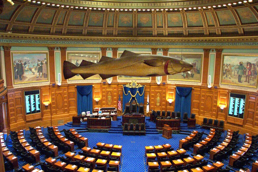 The Sacred Cod inside the House chamber at the Massachusetts State House (Courtesy the Massachusetts Secretary of State's office)