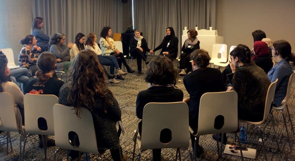 A gathering by the joint Israeli-Palestinian Parents Circle group. Because of COVID-19, their events, including nightly vigils and dialogues, are now held online. (Courtesy)
