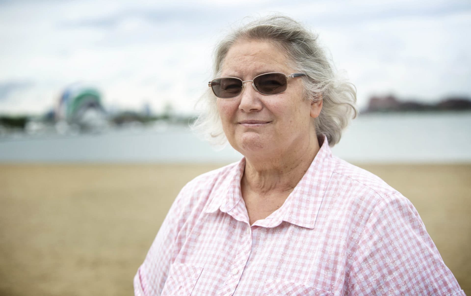 Maria Lyons at Tenean Beach in Dorchester. (Robin Lubbock/WBUR)