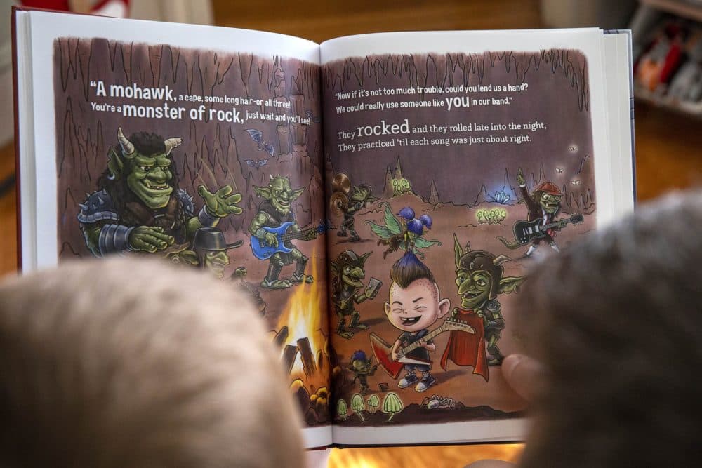 Arlen's favorite characters in the book are the goblins and trolls who invite the boy to join their rock band. (Robin Lubbock/WBUR)