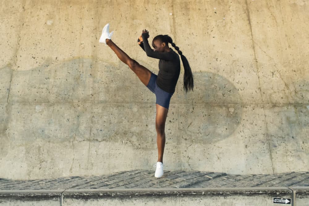 Here & Now producer and fitness model Marcelle Hutchins in Boston. (Photo by Adam Glanzman)
