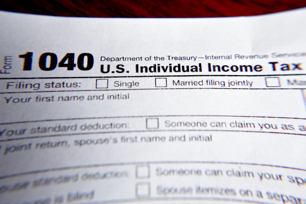 A 1040 federal tax form printed from the Internal Revenue Service website. (AP Photo/Keith Srakocic, File)