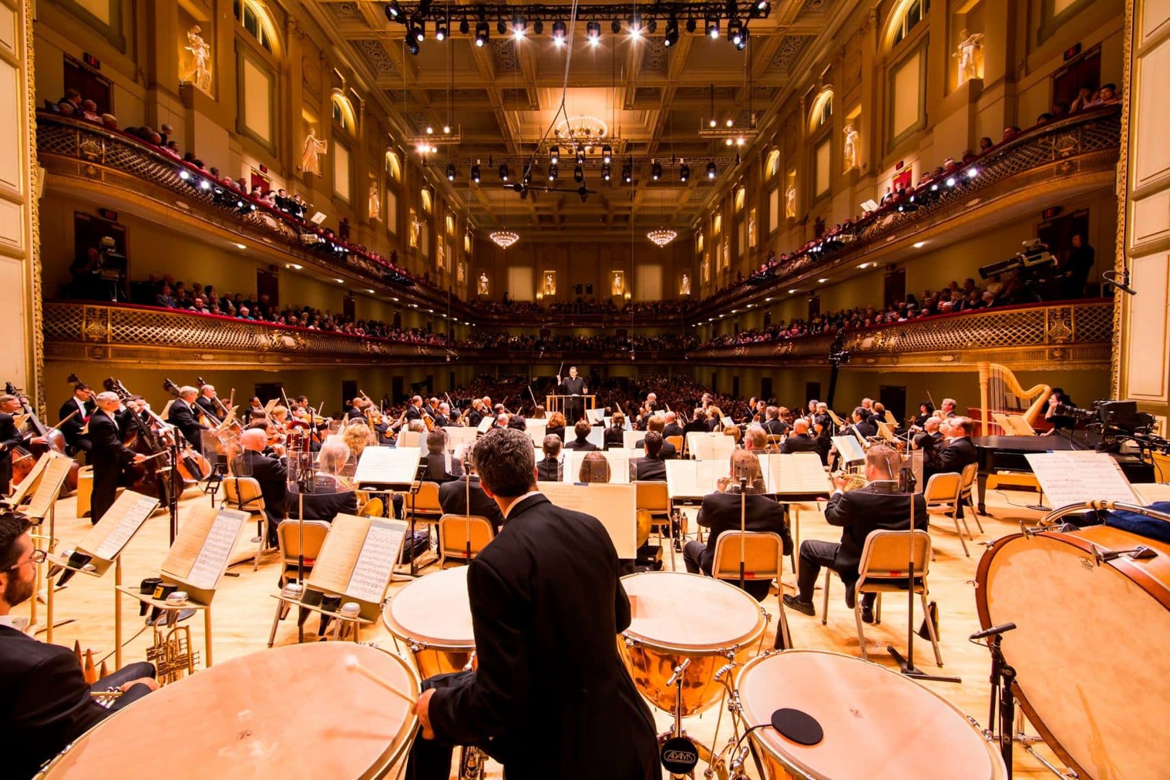 Andris Nelsons and the Boston Symphony Orchestra on stage at Symphony Hall. (Courtesy Boston Symphony Orchestra)