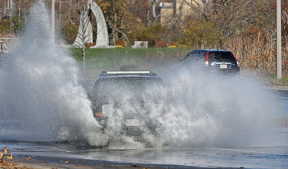 Flood waters cover Morrissey Boulevard in November 2020. (Matt Stone/ MediaNews Group/Boston Herald via Getty Images)