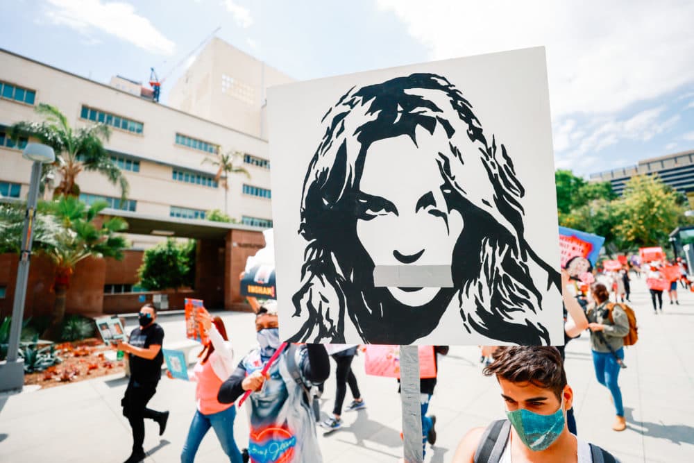 #FreeBritney activists protest outside Courthouse in Los Angeles. (Matt Winkelmeyer/Getty Images)