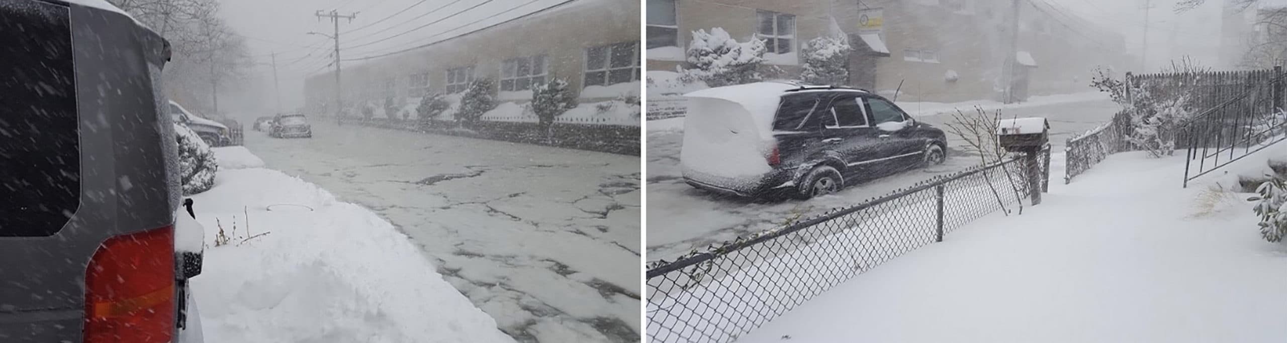 Flooding during a 2018 nor'easter left a slurry of snow, ice and water on Lawley Street in Port Norfolk. (Courtesy Maria Lyons)