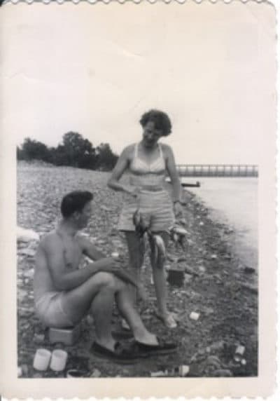 The author's mother fishing in 1951. (Courtesy)