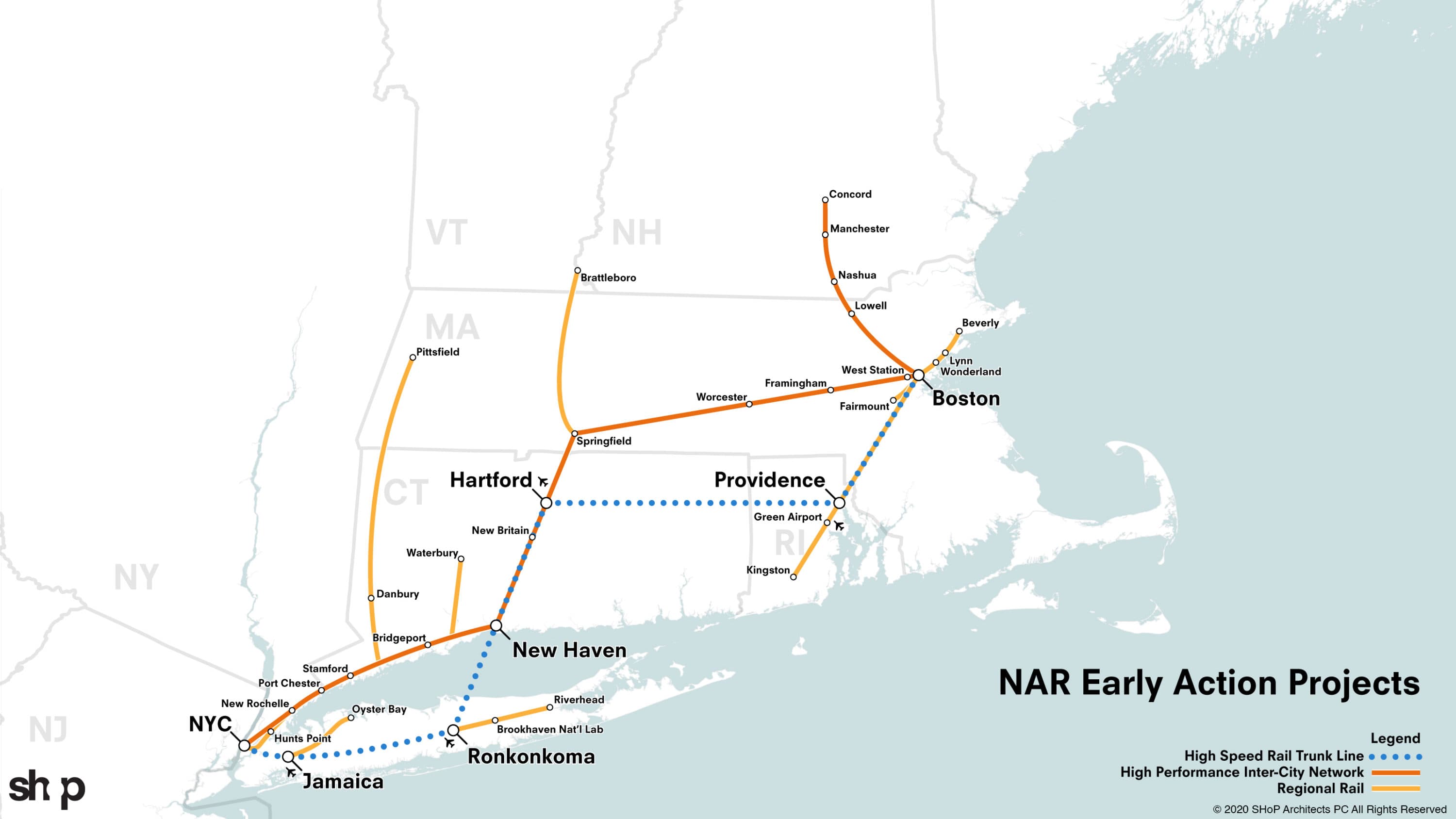 Proposed train routes under the North Atlantic Rail project (Courtesy NAR)