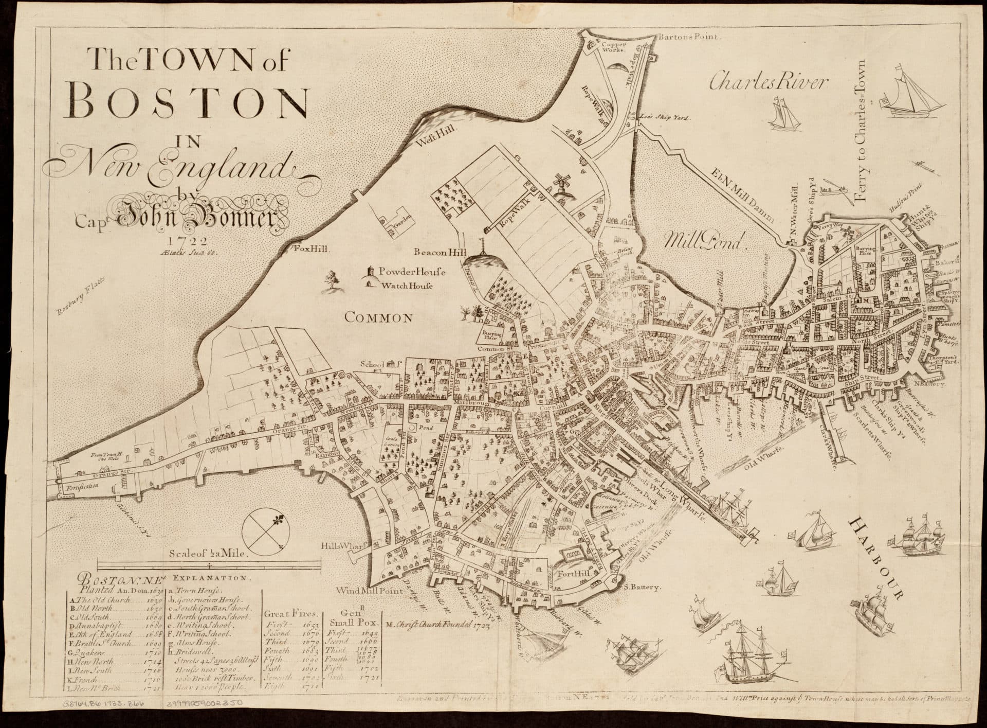 The John Bonner map of Boston. (Courtesy Leventhal Map &amp; Education Center at the Boston Public Library)