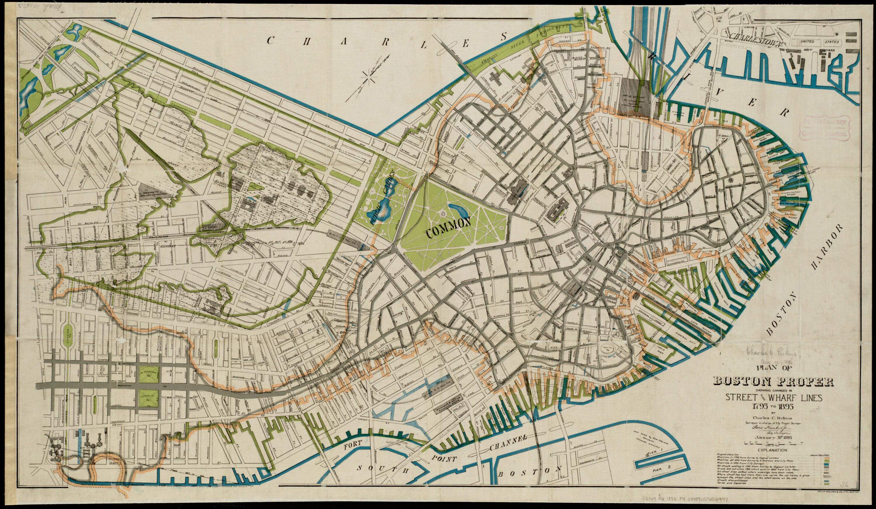 Charles C. Perkins, Boston for 100 years(1895). (Courtesy Leventhal Map & Education Center at the Boston Public Library)