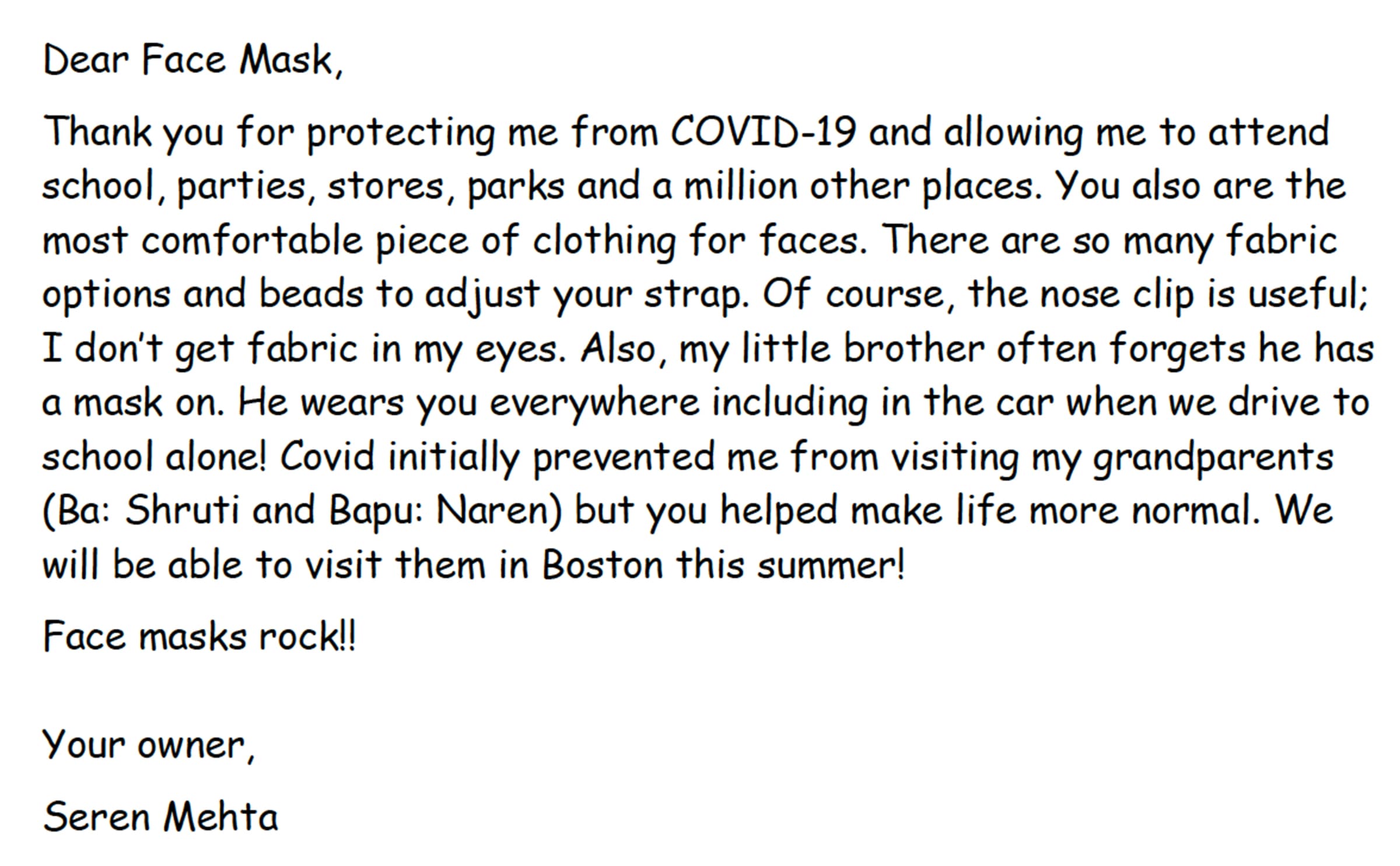 (Submission to WBUR's Pandemic Generation Letter Writing Project)