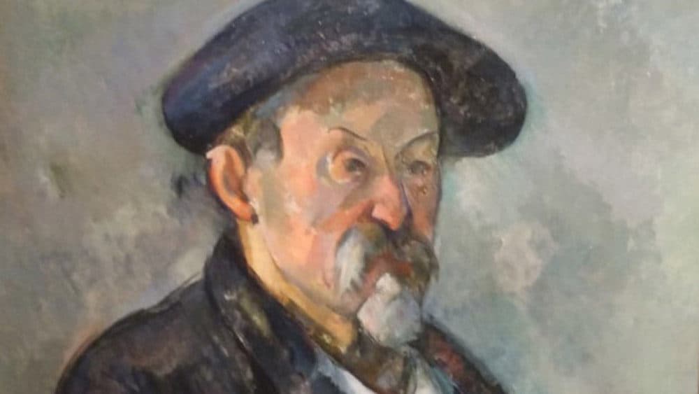 A detail of Cézanne's &quot;Self-Portrait with a Beret” (1898-1900). (Lloyd Schwartz/WBUR)