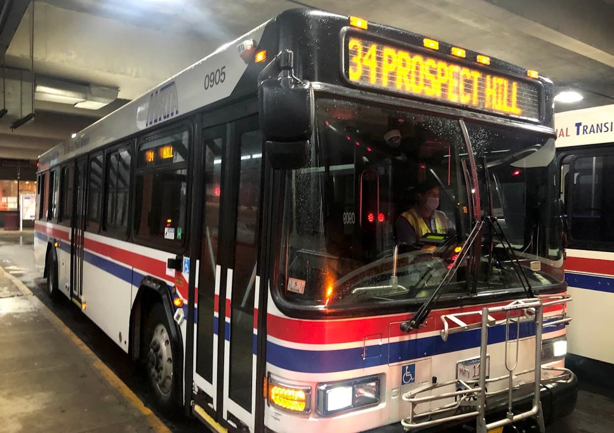A 34 bus at the Buckley Transportation Center in Lawrence. (Bruce