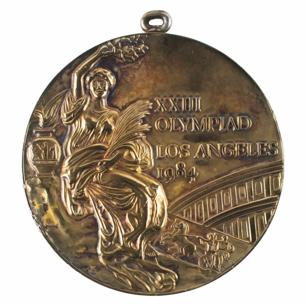 Gold medal from the 1984 U.S.A. men's basketball team, which featured the likes of Michael Jordan, Chris Mullin, and Patrick Ewing. (Courtesy RR Auction)
