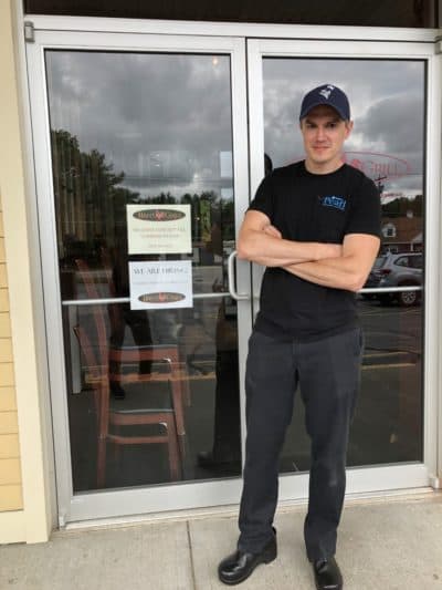Harris Weldon, who owns two restaurants in Peterborough, New Hampshire, is offering $250 bonuses to attract kitchen workers. (Anthony Brooks/WBUR)
