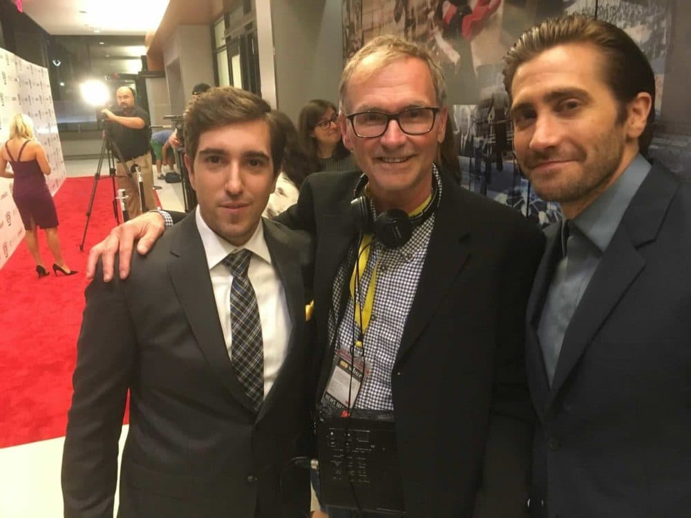 Alex Ashlock (center) with Jake Gyllenhaal (right) and Boston Marathon Bombing attack survivor Jeff Bauman (left). (Courtesy)