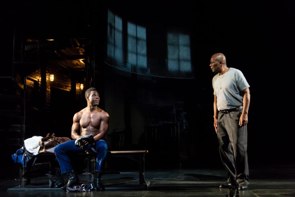 Kyle Vincent Terry and John Douglas Thompson as the younger and older Emile Griffiths in the Huntington Theatre Company's &quot;Man in the Ring.&quot; Thompson won an Elliot Norton Award for his role in the 2018 production. (Coutesy T. Charles Erickson)