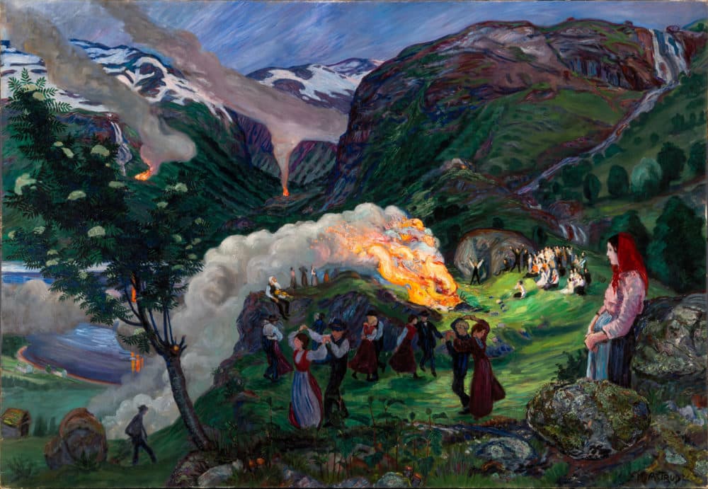 Nikolai Astrup's &quot;Midsummer's Eve Bonfire.&quot; (Courtesy Clark Art Institute)