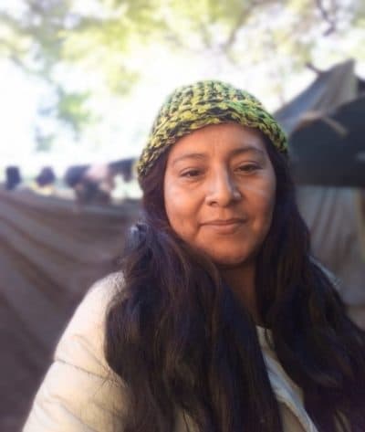 Nancy inside a migrant camp. (Arelis R. Hernández)